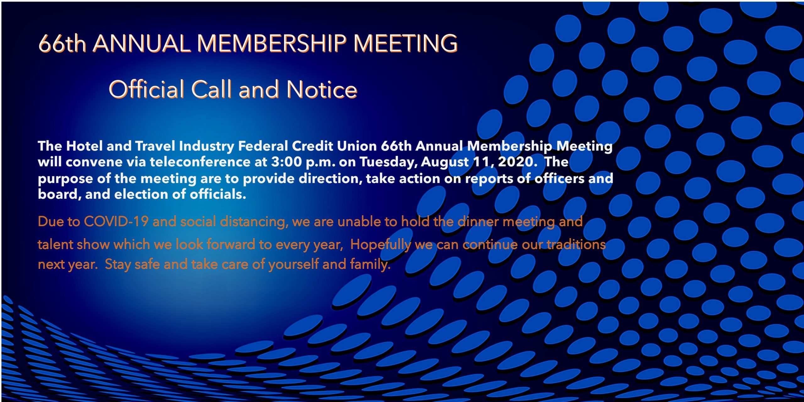 Virtual Annual Membership Meeting Hotel & Travel